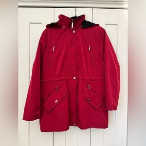 Liz Claiborne Red Hooded Utility Jacket